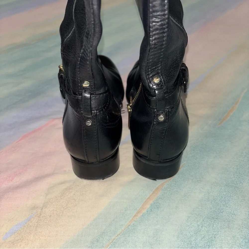Tory Burch Nadine Riding Boots Black Leather 8.5